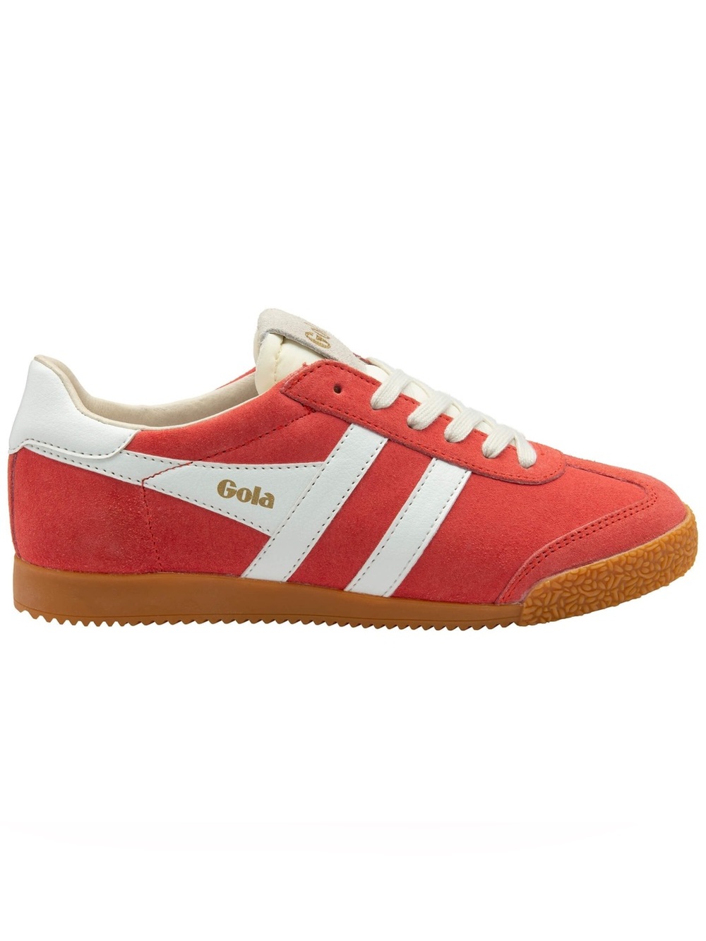 Gola Women’s Coral Red and White Suede Sneakers with Gum Sole